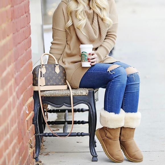 UGG Australia Classic Tall II Chestnut Tan Suede Sheepskin Shearling Wool Boots - Picture 3 of 13